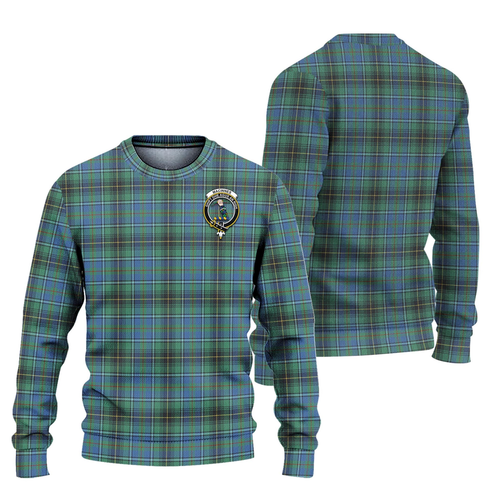 MacInnes Ancient Tartan Knitted Sweater with Family Crest Unisex - Tartanvibesclothing