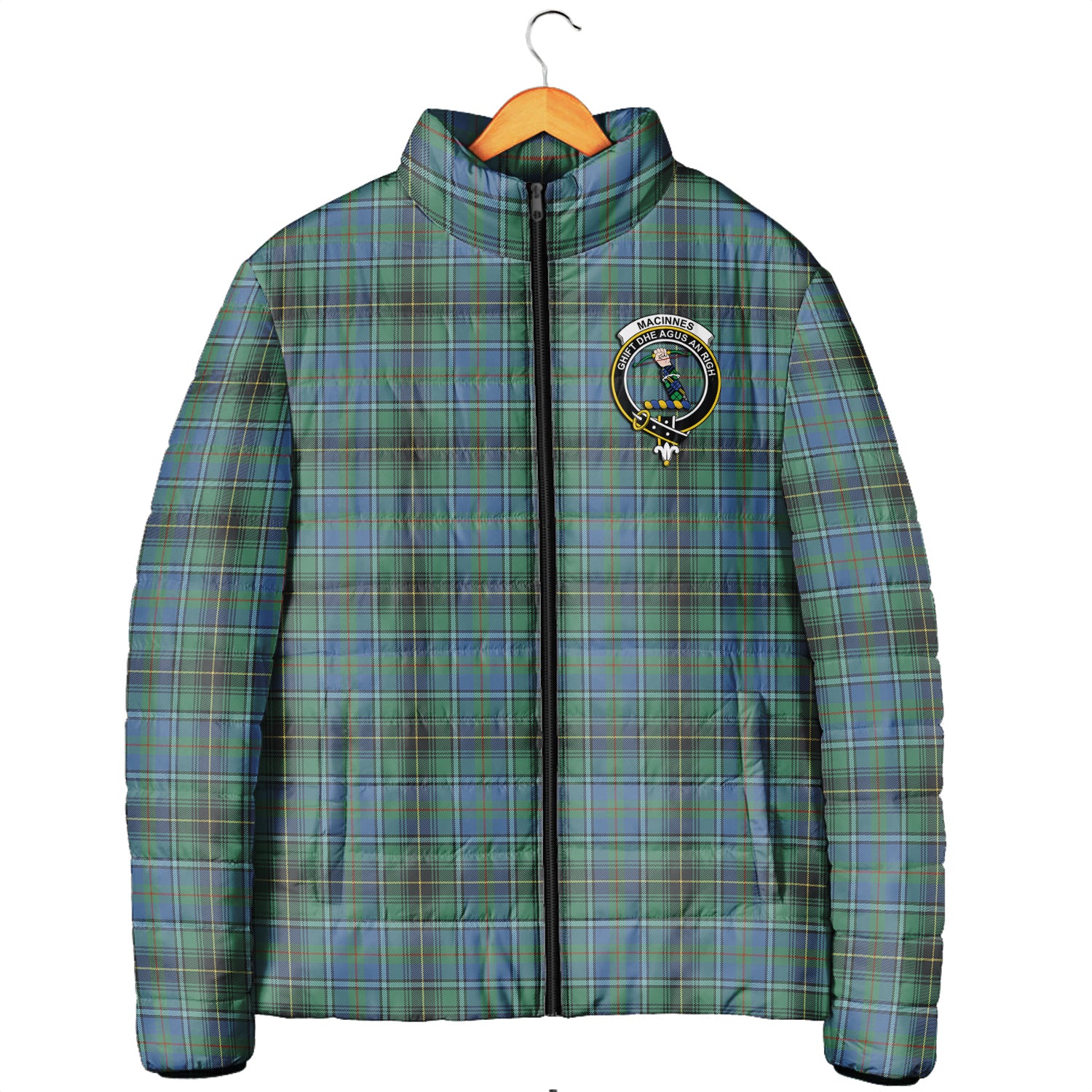 MacInnes Ancient Tartan Padded Jacket with Family Crest Men's Padded Jacket - Tartan Vibes Clothing