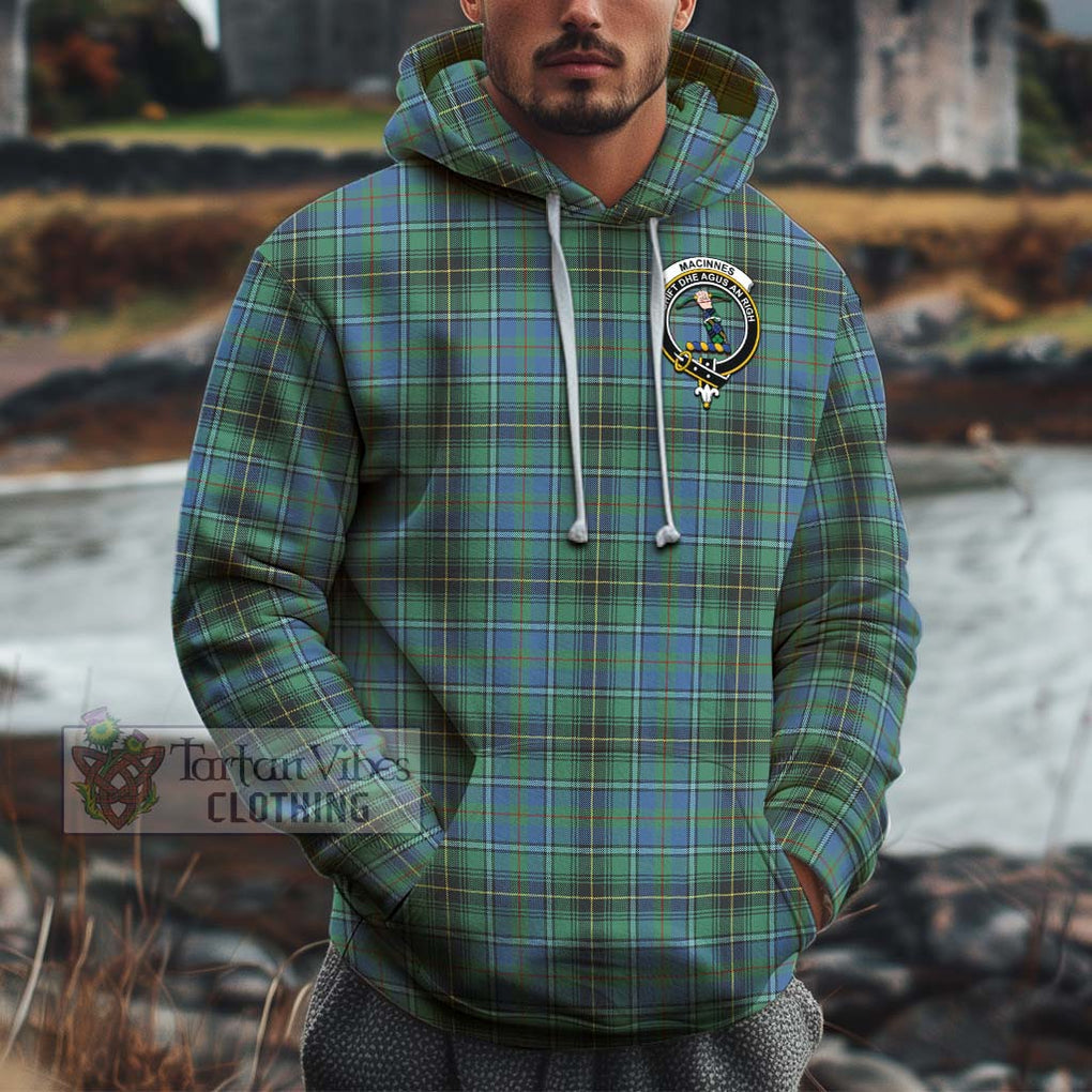 MacInnes Ancient Tartan Cotton Hoodie with Family Crest Pullover Hoodie XS - Tartan Vibes Clothing