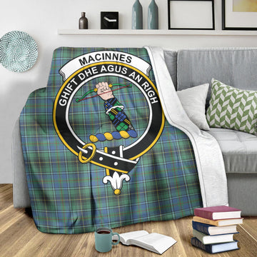 MacInnes Ancient Tartan Blanket with Family Crest