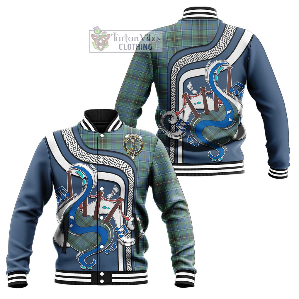 Tartan Vibes Clothing MacInnes Ancient Tartan Baseball Jacket with Epic Bagpipe Style