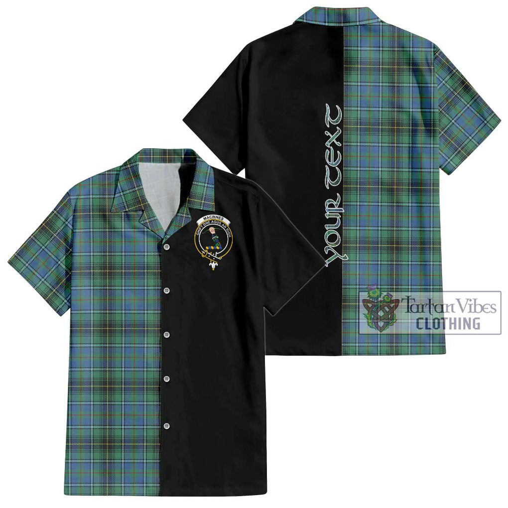 MacInnes Ancient Tartan Short Sleeve Button Shirt with Family Crest and Half Of Me Style Kid - Tartanvibesclothing Shop