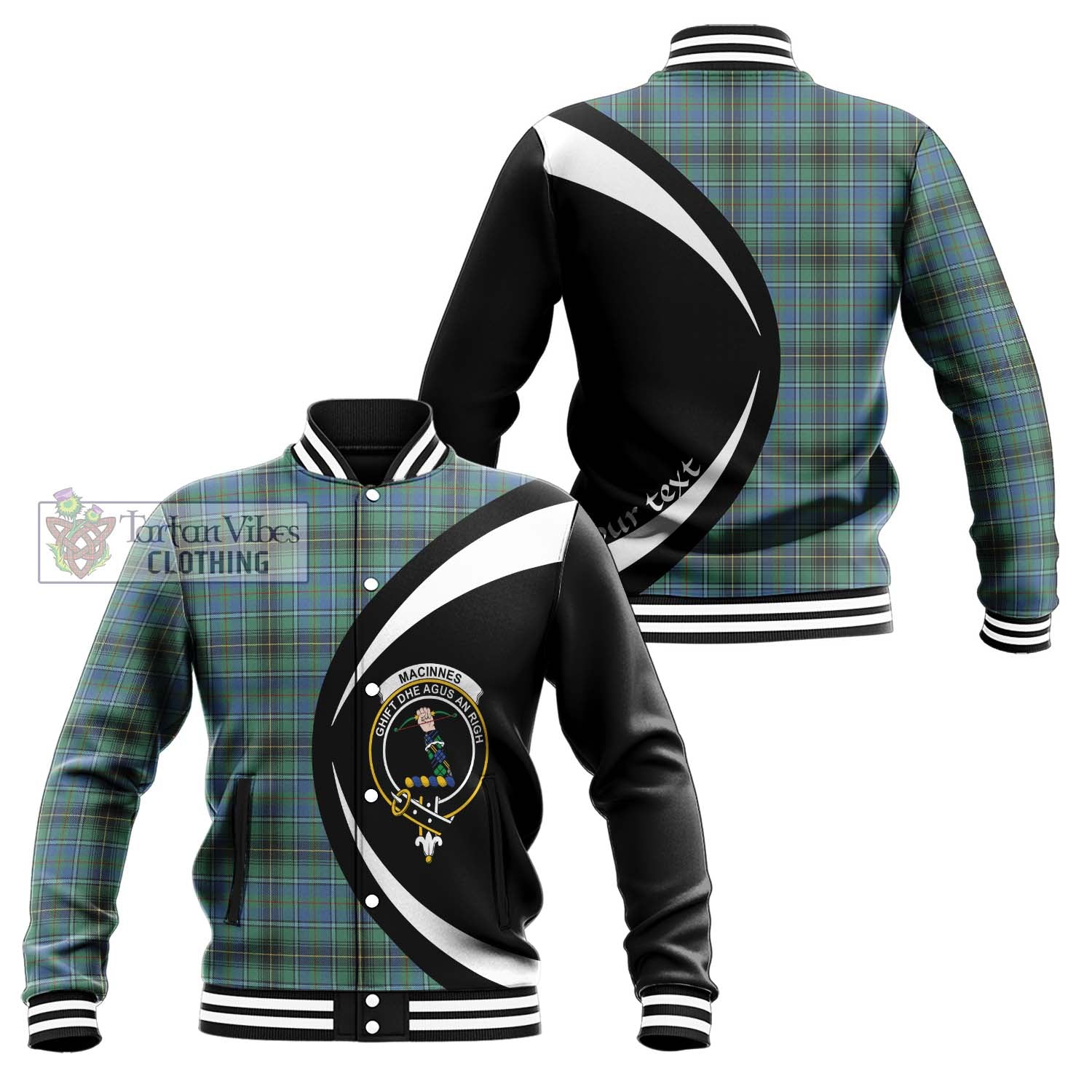 MacInnes Ancient Tartan Baseball Jacket with Family Crest Circle Style Unisex - Tartan Vibes Clothing