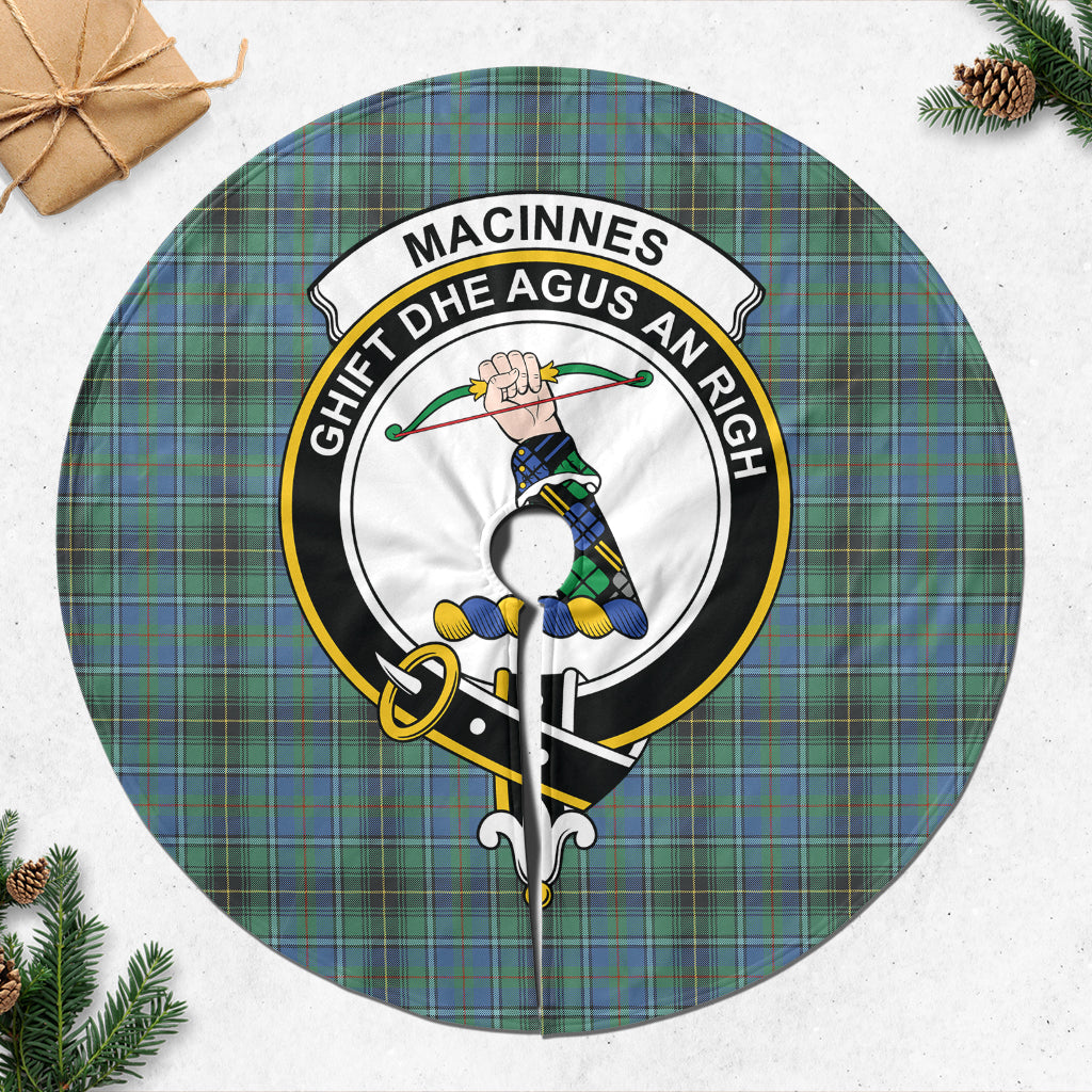 MacInnes Ancient Tartan Christmas Tree Skirt with Family Crest - Tartanvibesclothing