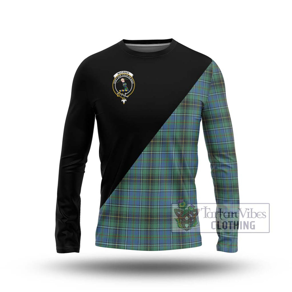 MacInnes Ancient Tartan Long Sleeve T-Shirt with Family Crest and Military Logo Style Unisex - Tartanvibesclothing Shop