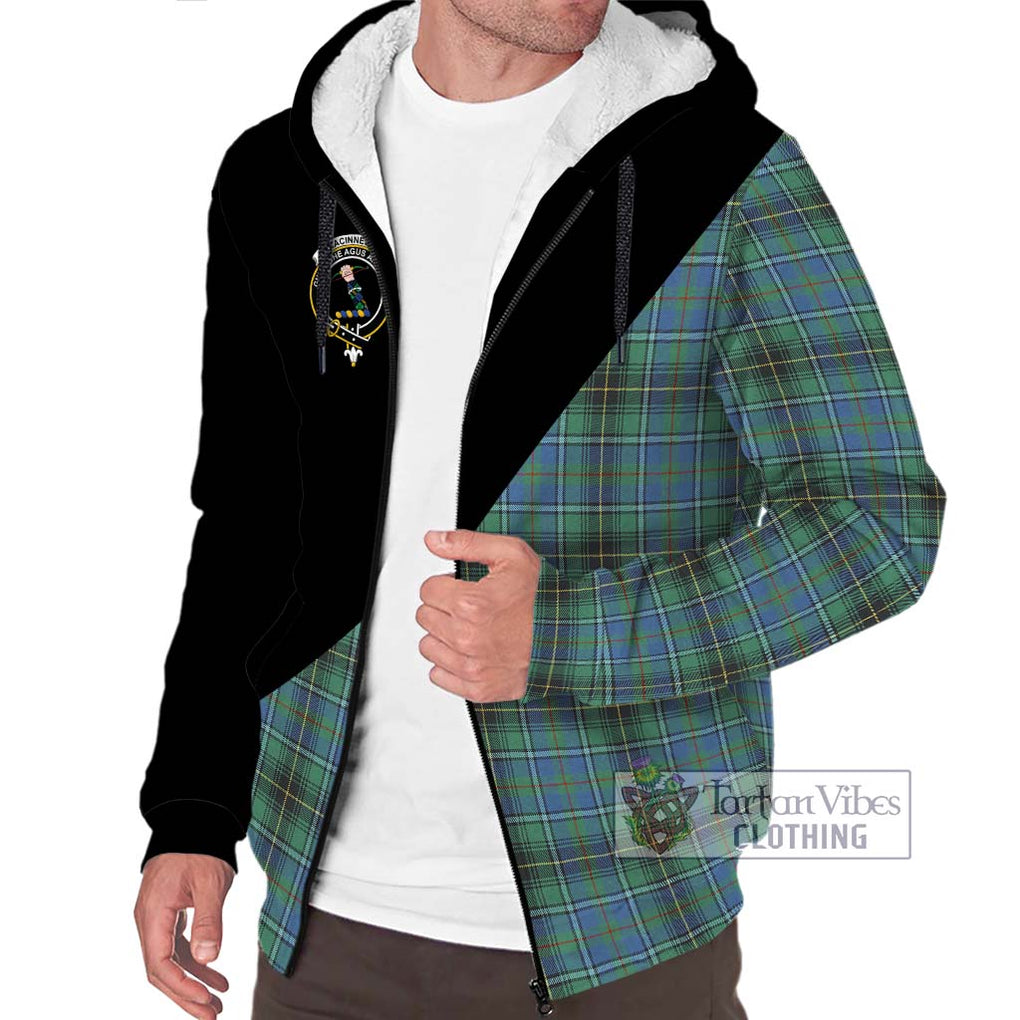 MacInnes Ancient Tartan Sherpa Hoodie with Family Crest and Military Logo Style Unisex S - Tartanvibesclothing Shop