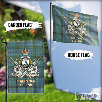 MacInnes Ancient Tartan Flag with Clan Crest and the Golden Sword of Courageous Legacy