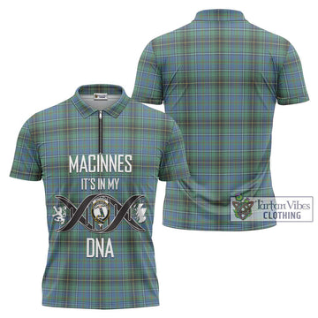 MacInnes Ancient Tartan Zipper Polo Shirt with Family Crest DNA In Me Style