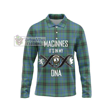 MacInnes Ancient Tartan Long Sleeve Polo Shirt with Family Crest DNA In Me Style