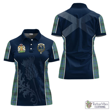 MacInnes Ancient Tartan Women's Polo Shirt with Family Crest and Scottish Thistle Vibes Sport Style