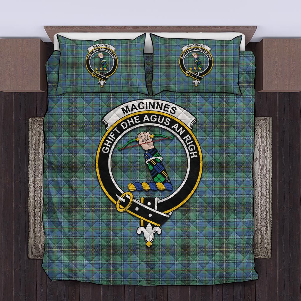 MacInnes Ancient Tartan Quilt Bed Set with Family Crest Twin - Tartan Vibes Clothing