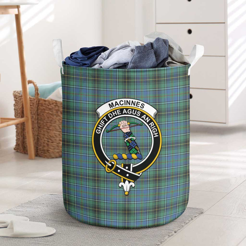 MacInnes Ancient Tartan Laundry Basket with Family Crest One Size - Tartanvibesclothing Shop