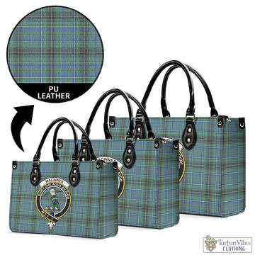 MacInnes Ancient Tartan Luxury Leather Handbags with Family Crest