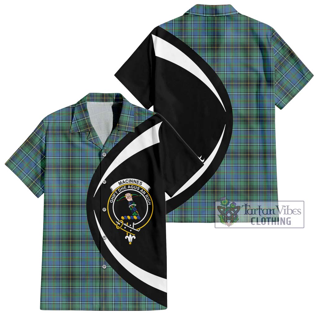 MacInnes Ancient Tartan Short Sleeve Button Up with Family Crest Circle Style Kid - Tartan Vibes Clothing