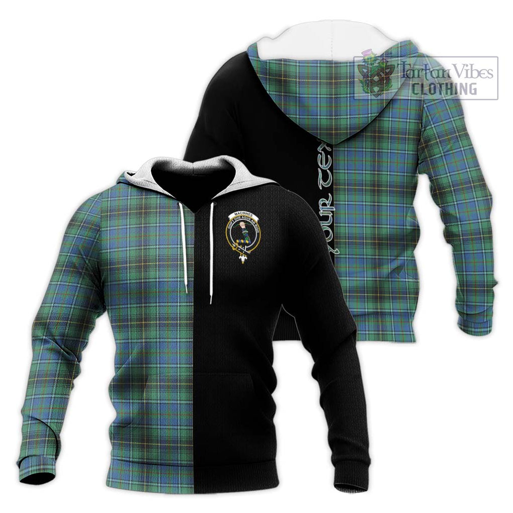 MacInnes Ancient Tartan Knitted Hoodie with Family Crest and Half Of Me Style Unisex Knitted Pullover Hoodie - Tartanvibesclothing Shop