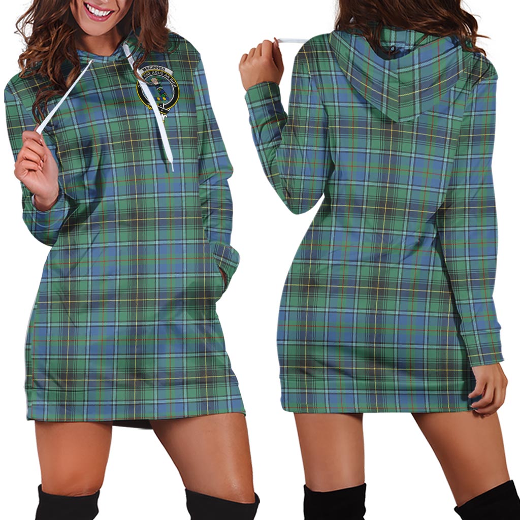 MacInnes Ancient Tartan Hoodie Dress with Family Crest - Tartan Vibes Clothing