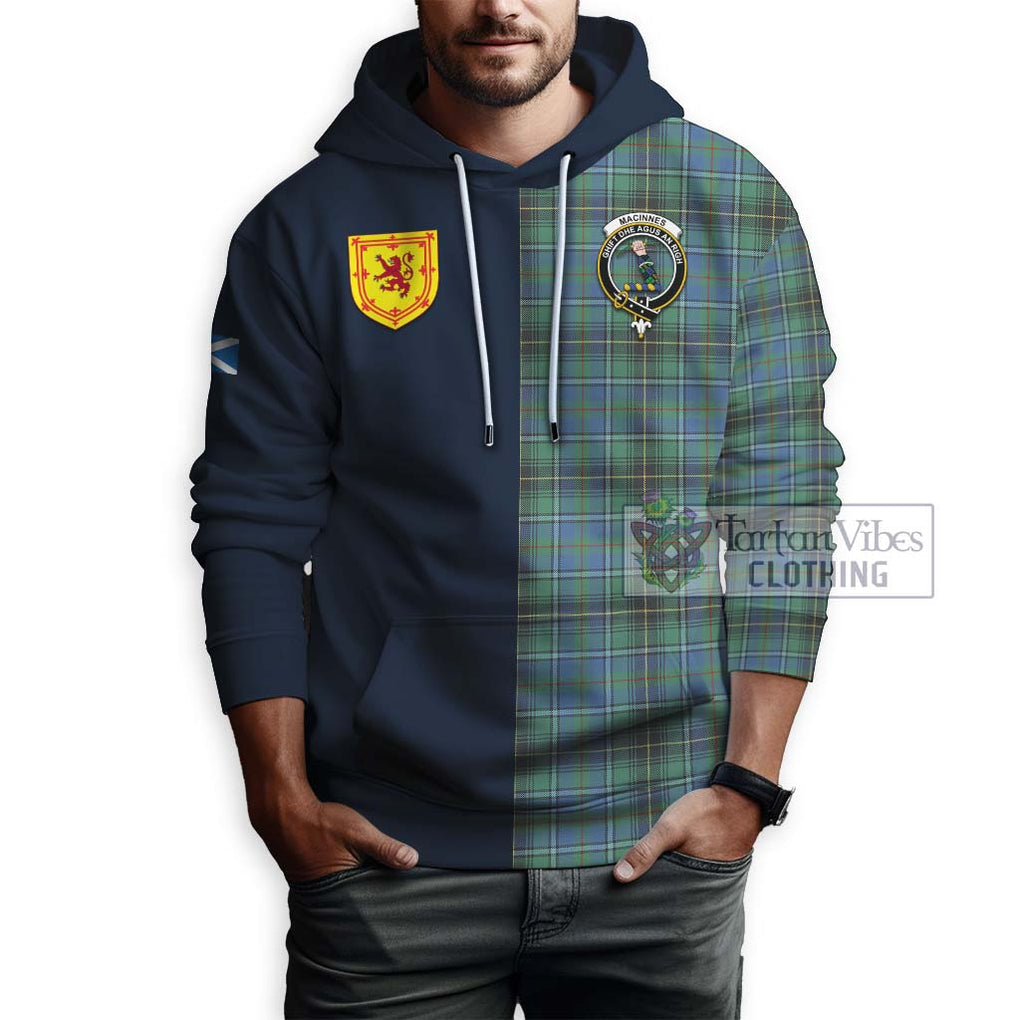 Tartan Vibes Clothing MacInnes Ancient Tartan Hoodie with Scottish Lion Royal Arm Half Style