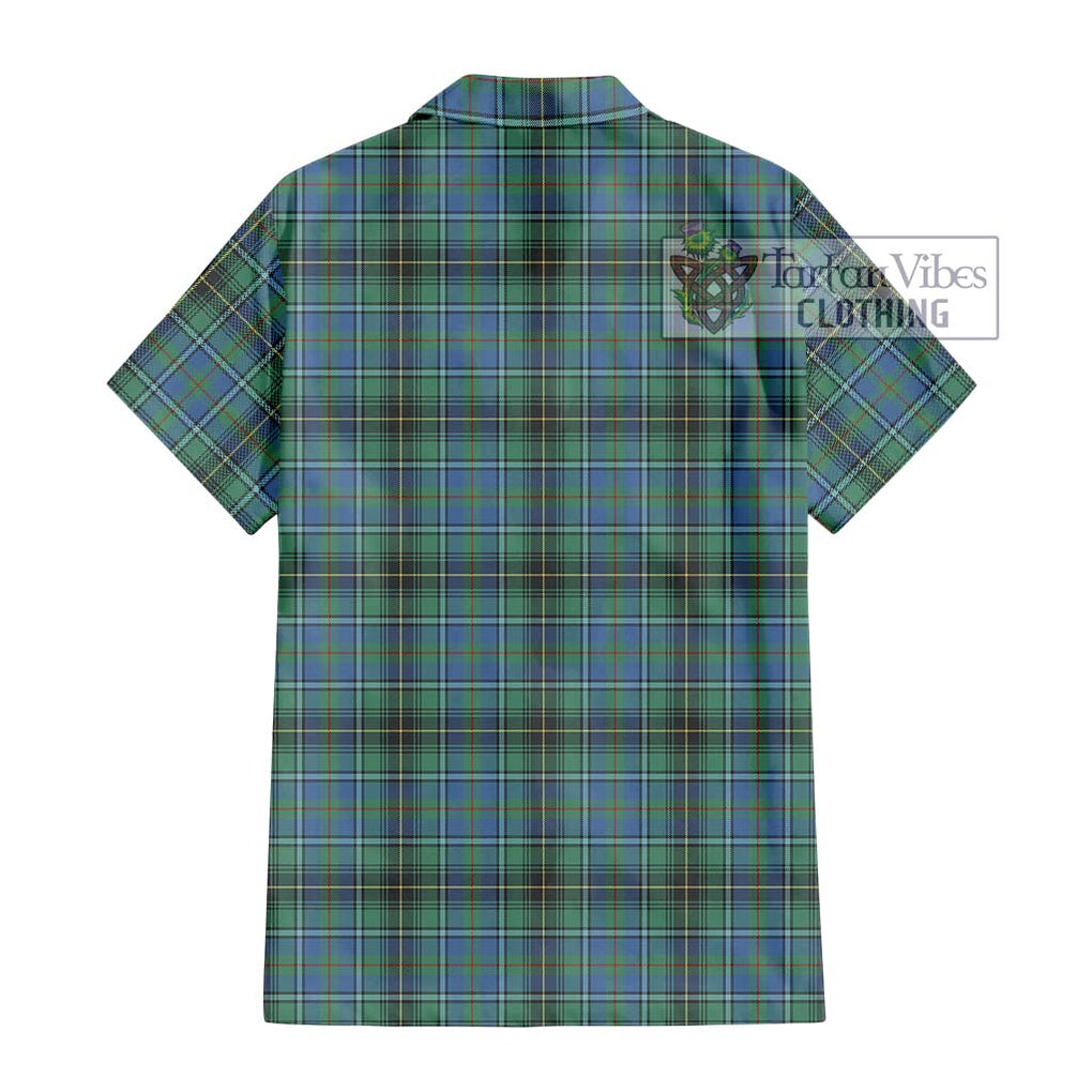 MacInnes Ancient Tartan Short Sleeve Button Shirt with Family Crest DNA In Me Style - Tartanvibesclothing Shop