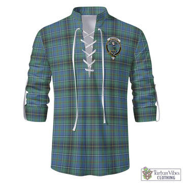 MacInnes Ancient Tartan Men's Scottish Traditional Jacobite Ghillie Kilt Shirt with Family Crest