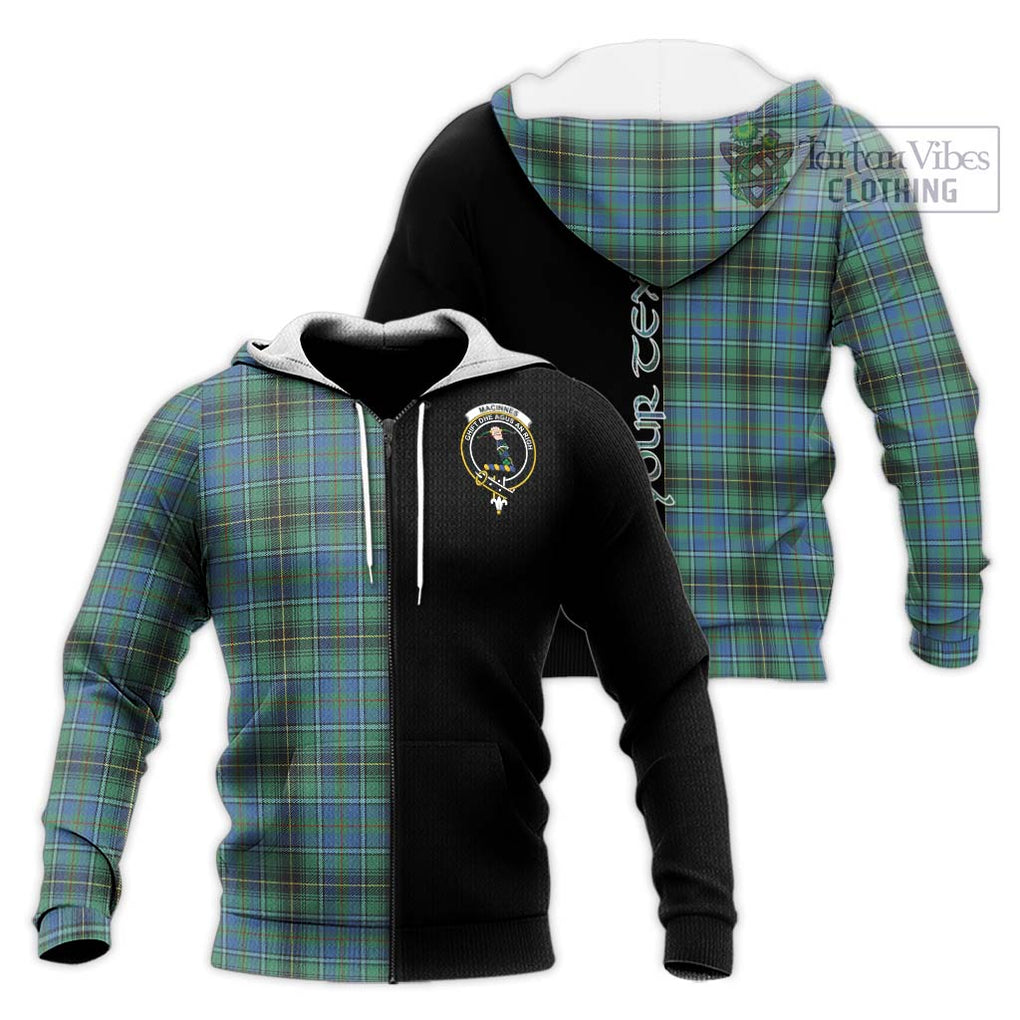 MacInnes Ancient Tartan Knitted Hoodie with Family Crest and Half Of Me Style Unisex Knitted Zip Hoodie - Tartanvibesclothing Shop