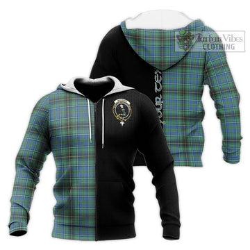 MacInnes Ancient Tartan Knitted Hoodie with Family Crest and Half Of Me Style