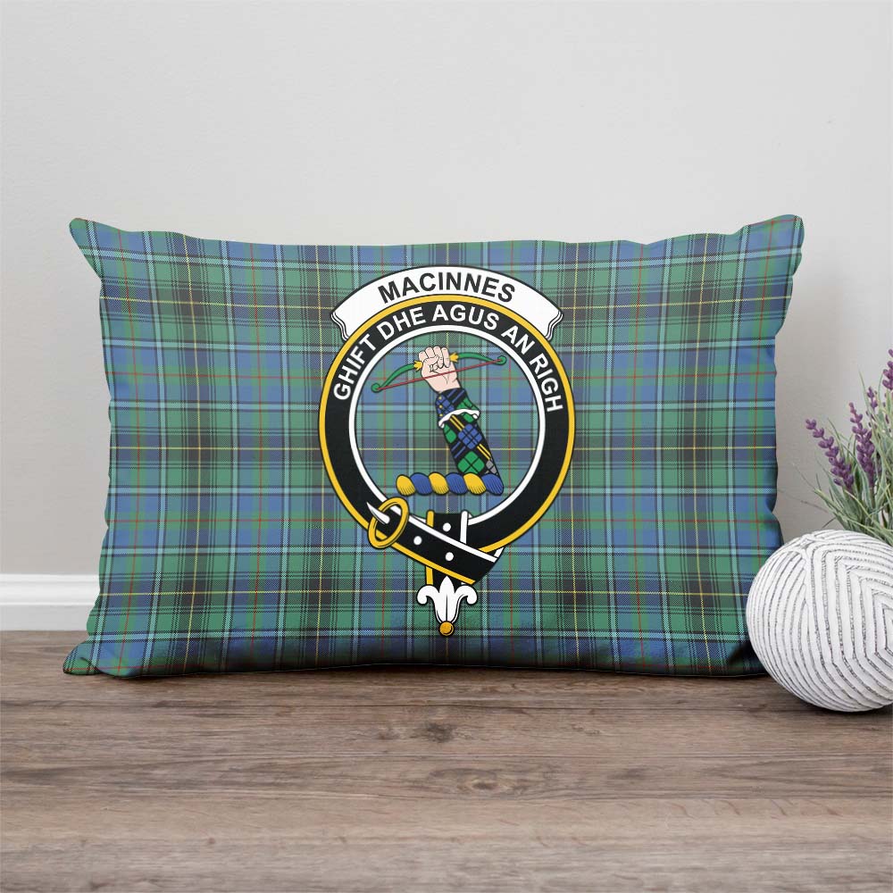 MacInnes Ancient Tartan Pillow Cover with Family Crest Rectangle Pillow Cover - Tartanvibesclothing