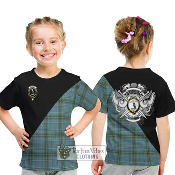 MacInnes Ancient Tartan Kid T-Shirt with Family Crest and Military Logo Style