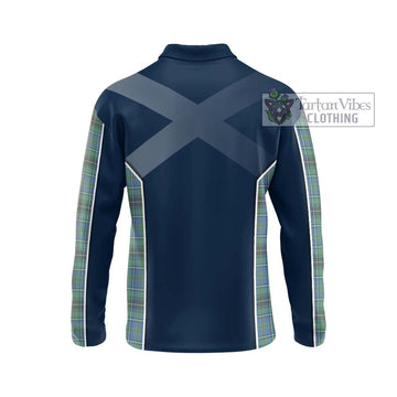 MacInnes Ancient Tartan Long Sleeve Polo Shirt with Family Crest and Lion Rampant Vibes Sport Style