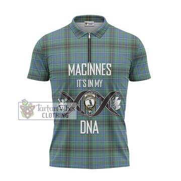 MacInnes Ancient Tartan Zipper Polo Shirt with Family Crest DNA In Me Style