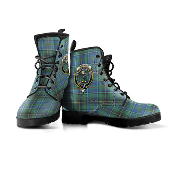 MacInnes Ancient Tartan Leather Boots with Family Crest