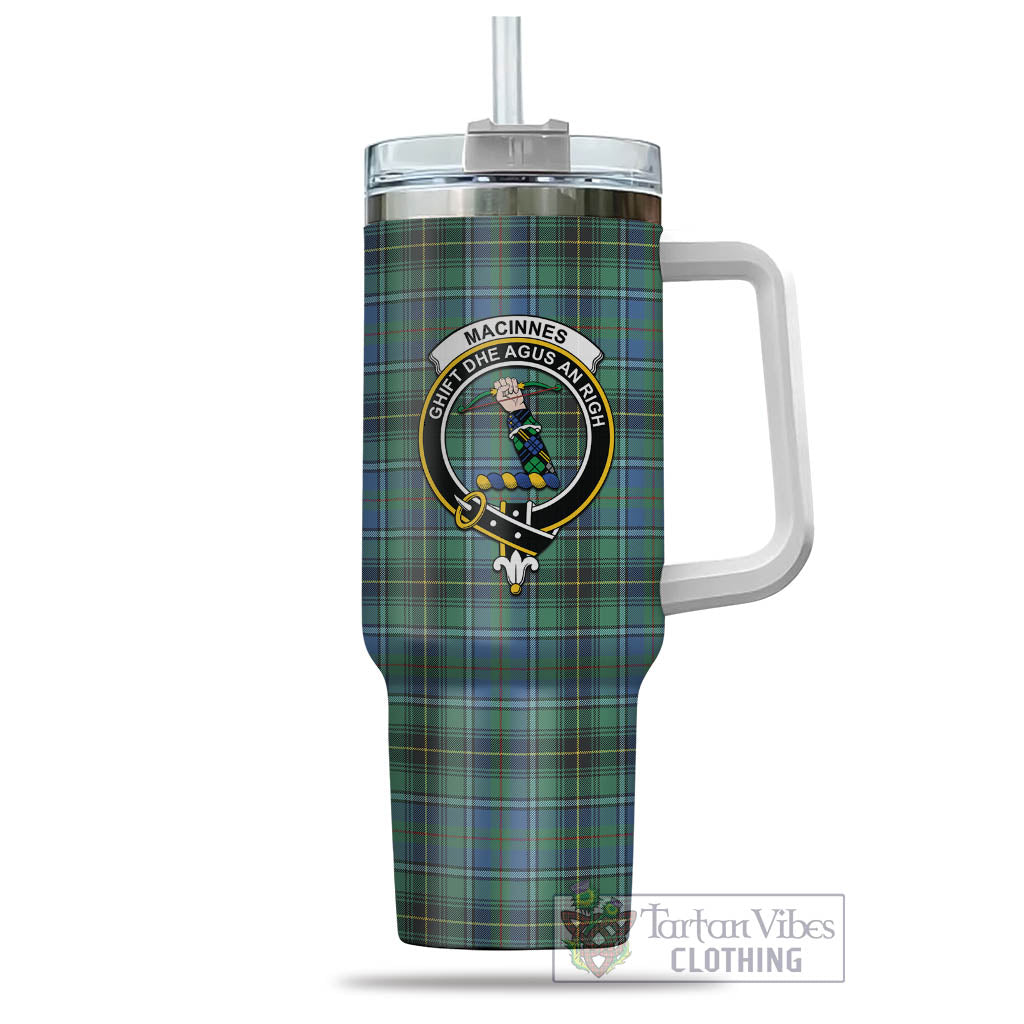 Tartan Vibes Clothing MacInnes Ancient Tartan and Family Crest Tumbler with Handle