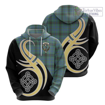 MacInnes Ancient Tartan Hoodie with Family Crest and Celtic Symbol Style