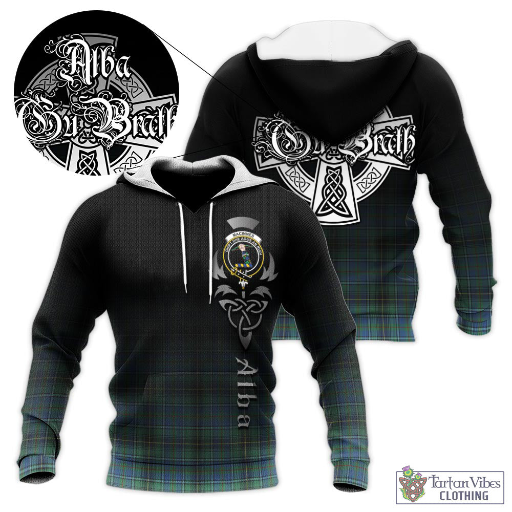 Tartan Vibes Clothing MacInnes Ancient Tartan Knitted Hoodie Featuring Alba Gu Brath Family Crest Celtic Inspired