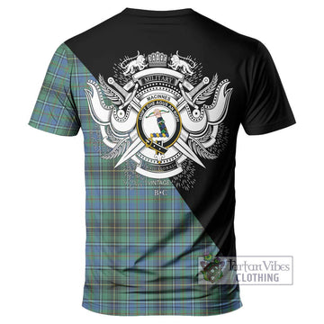 MacInnes Ancient Tartan T-Shirt with Family Crest and Military Logo Style