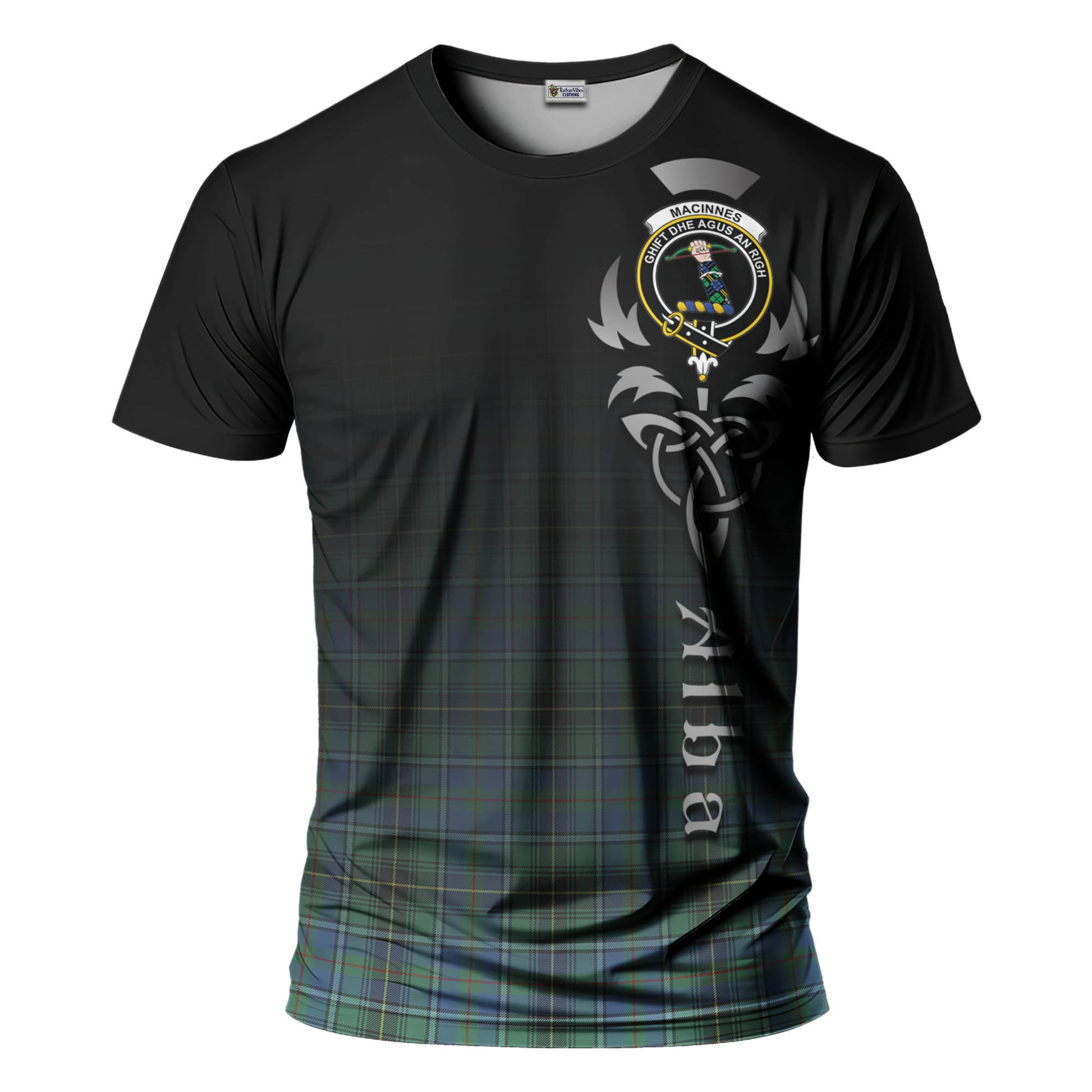 Tartan Vibes Clothing MacInnes Ancient Tartan T-Shirt Featuring Alba Gu Brath Family Crest Celtic Inspired