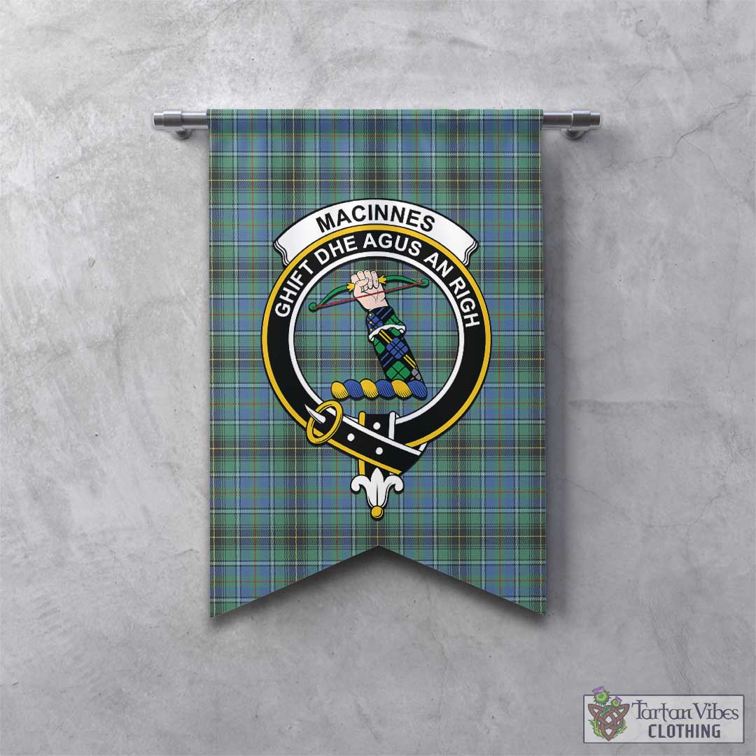 Tartan Vibes Clothing MacInnes Ancient Tartan Gonfalon, Tartan Banner with Family Crest