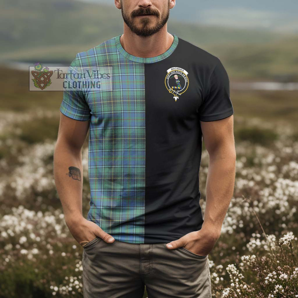 MacInnes Ancient Tartan T-Shirt with Family Crest and Half Of Me Style - Tartanvibesclothing Shop