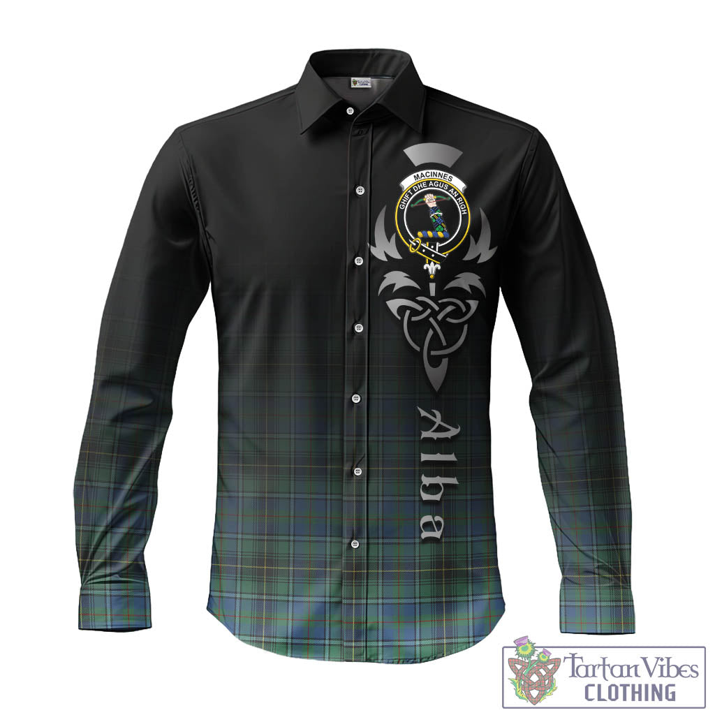 Tartan Vibes Clothing MacInnes Ancient Tartan Long Sleeve Button Up Featuring Alba Gu Brath Family Crest Celtic Inspired