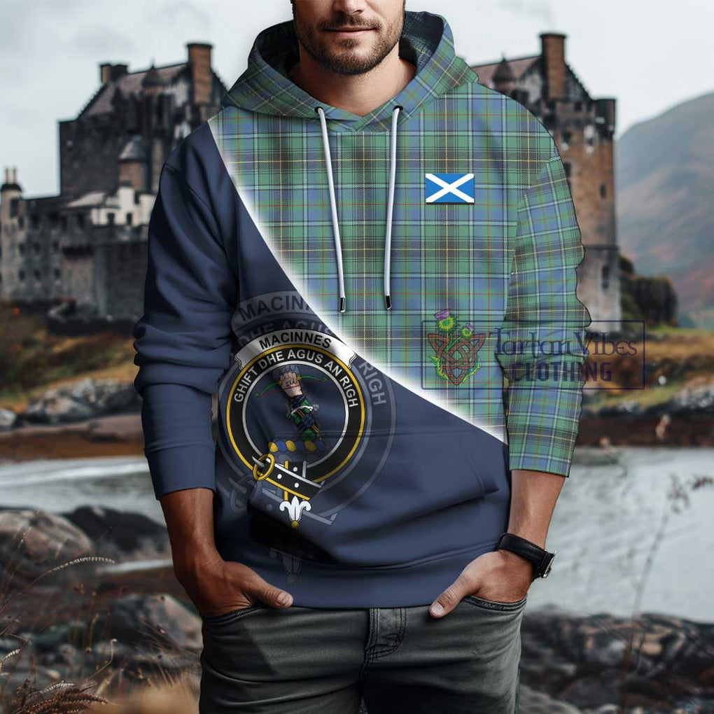 MacInnes Ancient Tartan Hoodie with Personalised National Flag and Family Crest Half Style - Tartanvibesclothing Shop