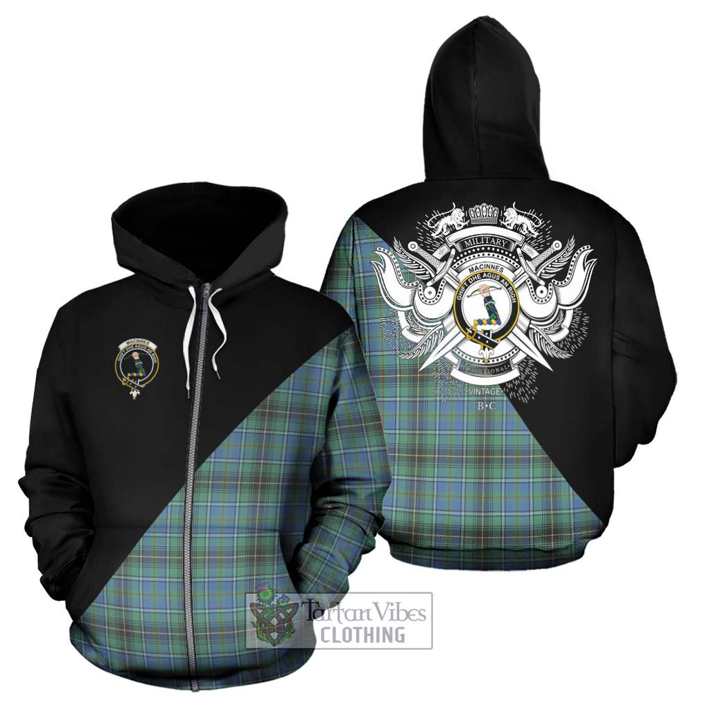 MacInnes Ancient Tartan Hoodie with Family Crest and Military Logo Style - Tartanvibesclothing Shop