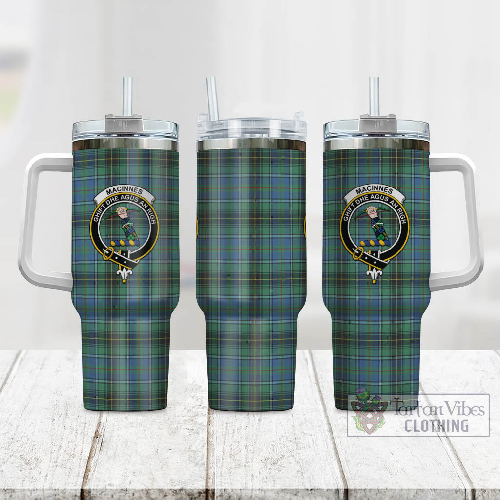 Tartan Vibes Clothing MacInnes Ancient Tartan and Family Crest Tumbler with Handle