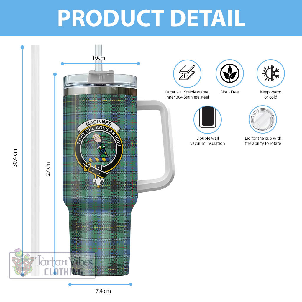 Tartan Vibes Clothing MacInnes Ancient Tartan and Family Crest Tumbler with Handle