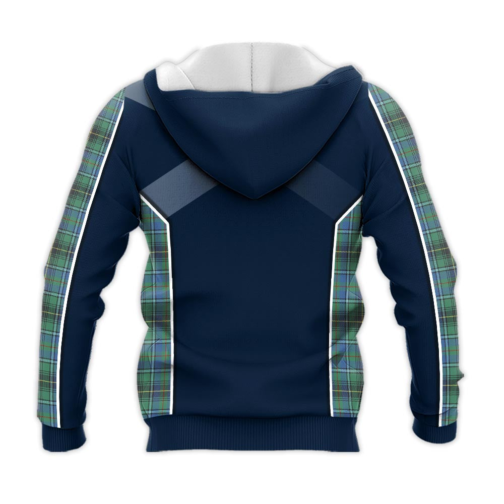 Tartan Vibes Clothing MacInnes Ancient Tartan Knitted Hoodie with Family Crest and Scottish Thistle Vibes Sport Style