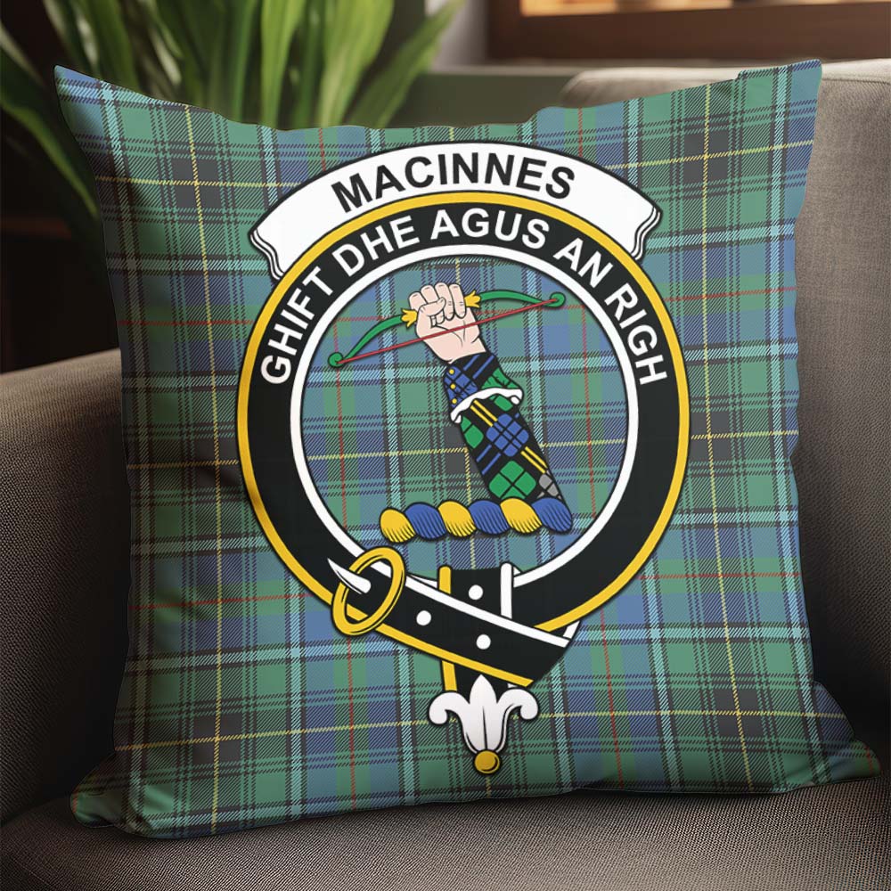 MacInnes Ancient Tartan Pillow Cover with Family Crest - Tartanvibesclothing