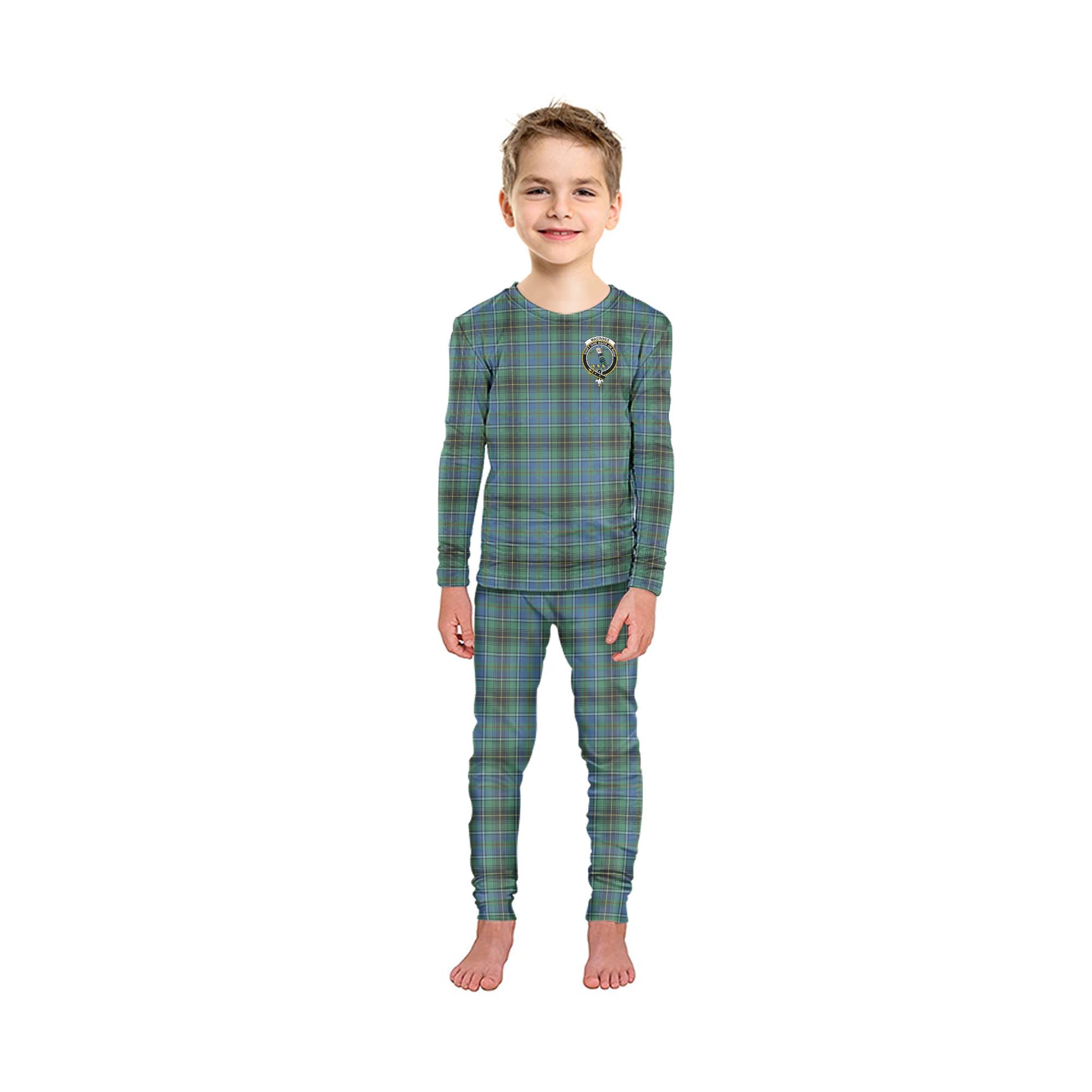 MacInnes Ancient Tartan Pajamas Family Set with Family Crest - Tartanvibesclothing