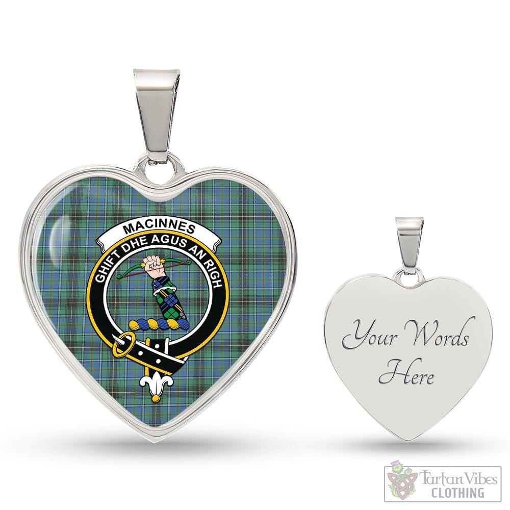 Tartan Vibes Clothing MacInnes Ancient Tartan Heart Necklace with Family Crest