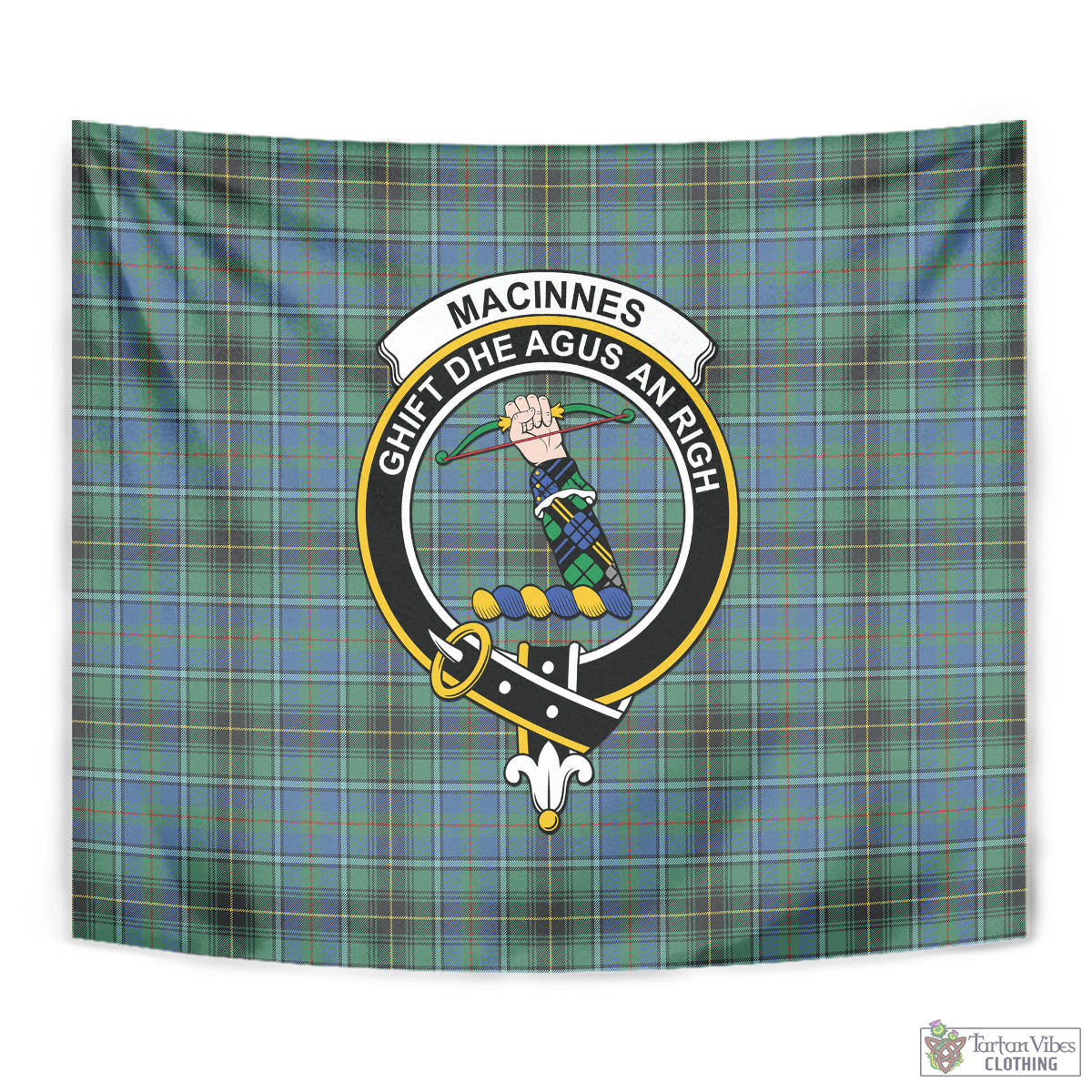 Tartan Vibes Clothing MacInnes Ancient Tartan Tapestry Wall Hanging and Home Decor for Room with Family Crest