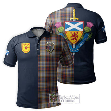 MacInnes Ancient Hunting Tartan Polo Shirt Alba with Scottish Lion Royal Arm Half Style