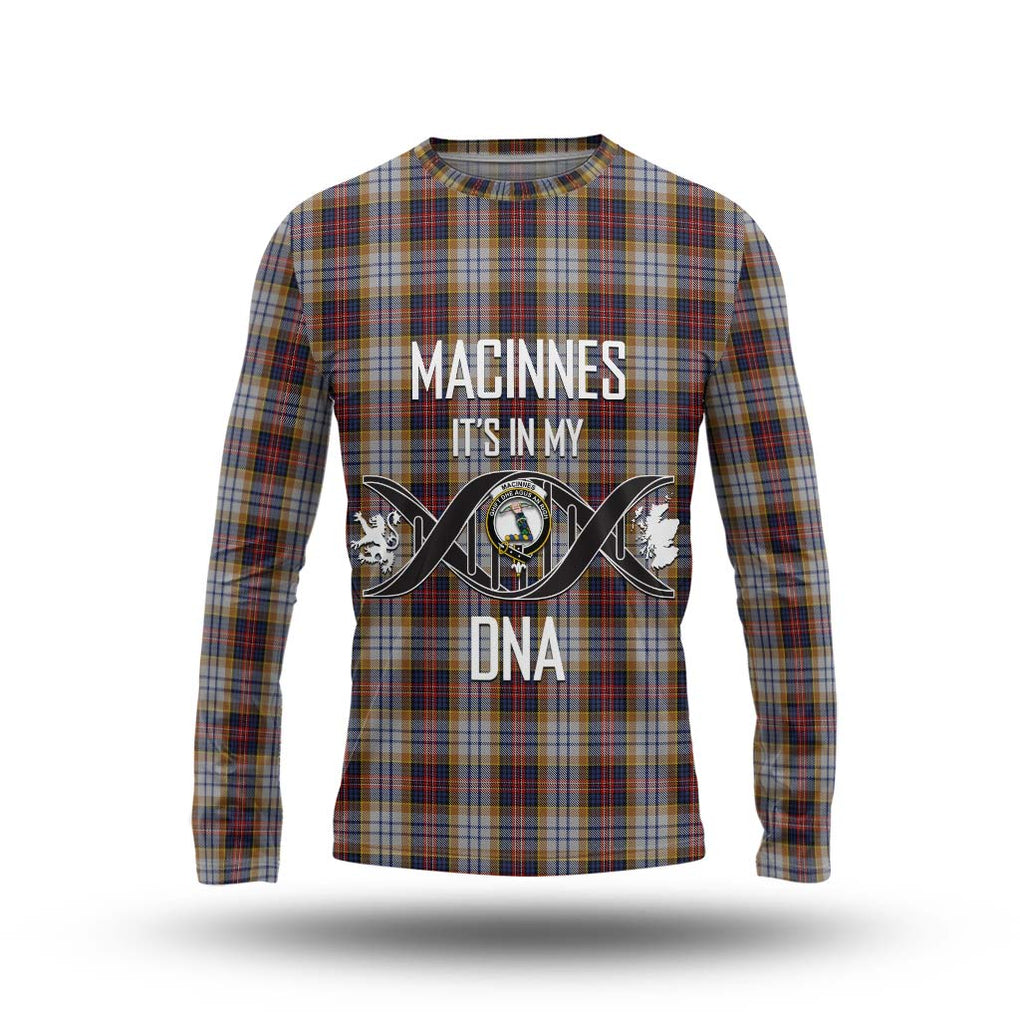 MacInnes Ancient Hunting Tartan Long Sleeve T-Shirt with Family Crest DNA In Me Style Unisex - Tartanvibesclothing Shop