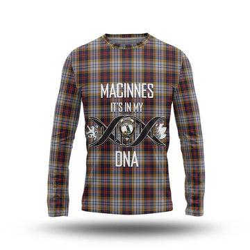 MacInnes Ancient Hunting Tartan Long Sleeve T-Shirt with Family Crest DNA In Me Style